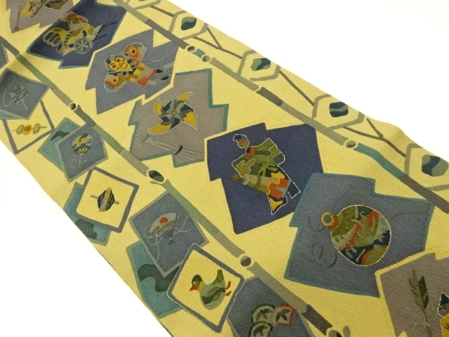 JAPANESE HIRAKI NAGOYA OBI / CHIRIMEN / KINSAI / SHIKISHI PATTERN